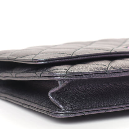 Chanel Iridescent Goatskin Quilted Wallet On Chain WOC Purple 8 of 9