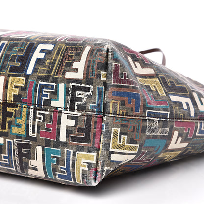 Fendi Zucca Spalmati Vitello FF Multicolor Medium Roll Tote Tobacco Multicolor Marrone 10 of 14