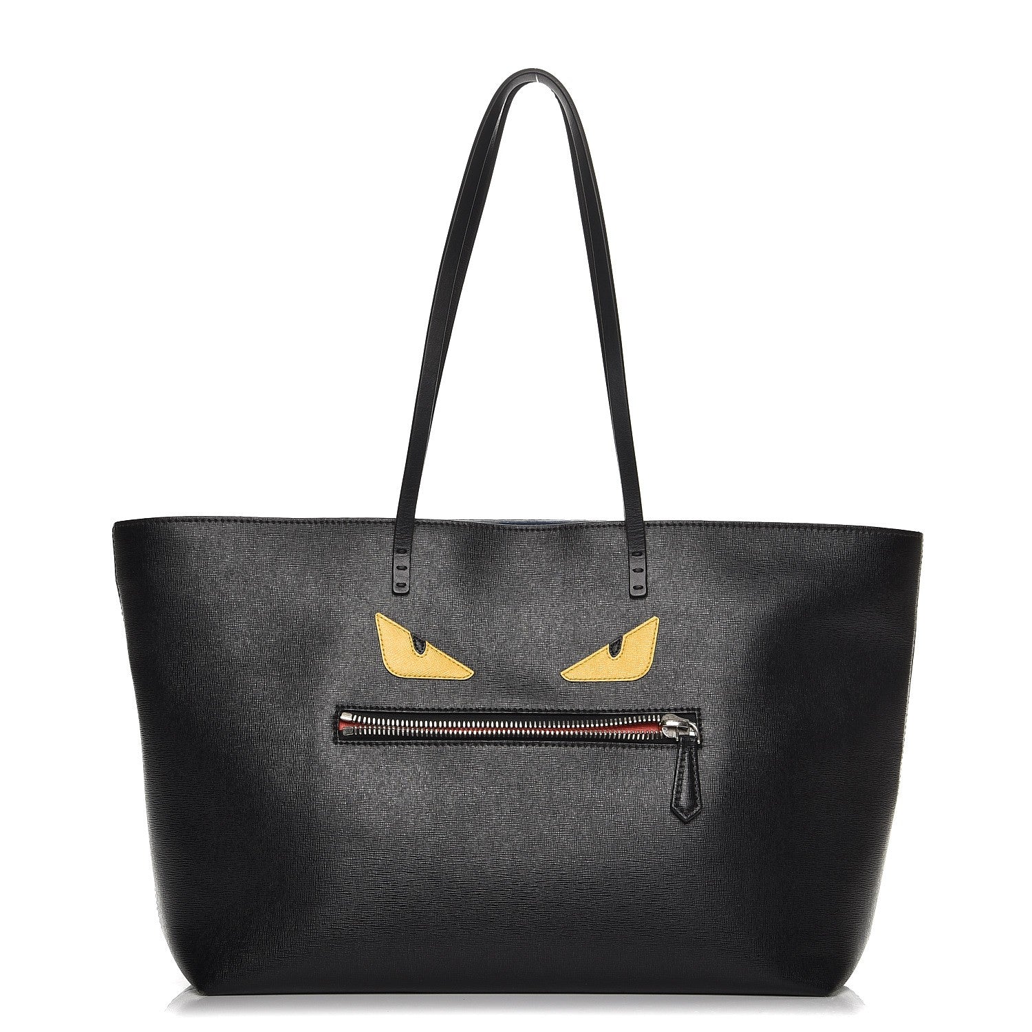 Fendi Vitello Elite Cuoio Monster Buggies Medium Roll Tote Black Multicolor Blue Cobalto 1 of 14