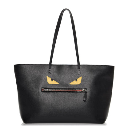Fendi Vitello Elite Cuoio Monster Buggies Medium Roll Tote Black Multicolor Blue Cobalto 1 of 14