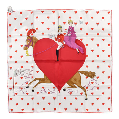 Hermes Silk Tea Time Scarf 70 White Framboise Rouge 1 of 5