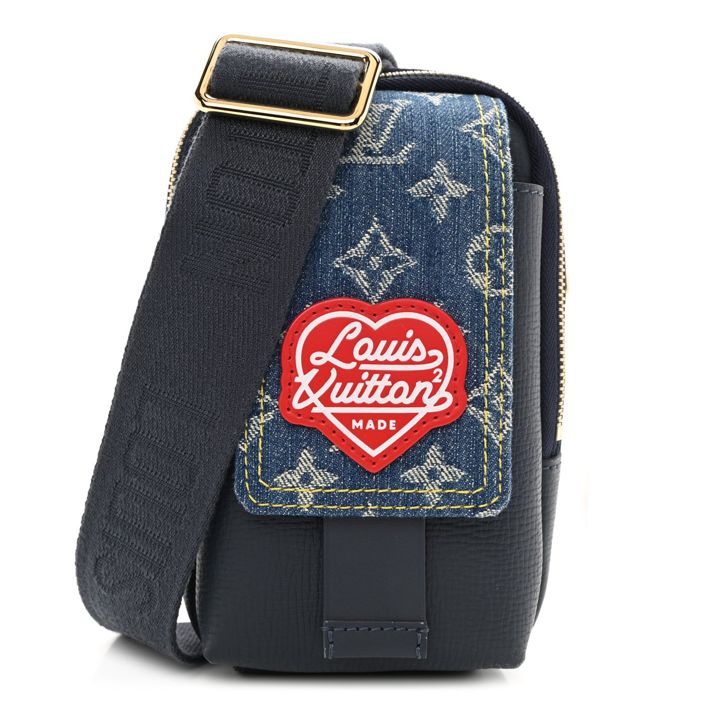 X NIGO Denim Monogram Flat Double Phone Pouch