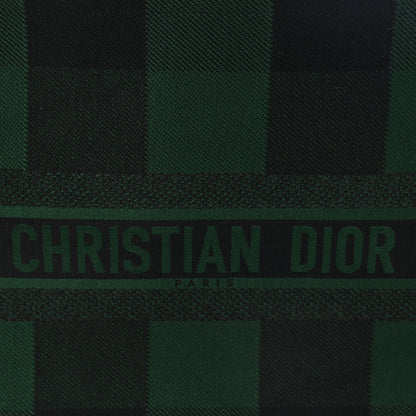 Christian Dior Canvas Embroidered Large Checkered Book Tote Black Green 7 of 11