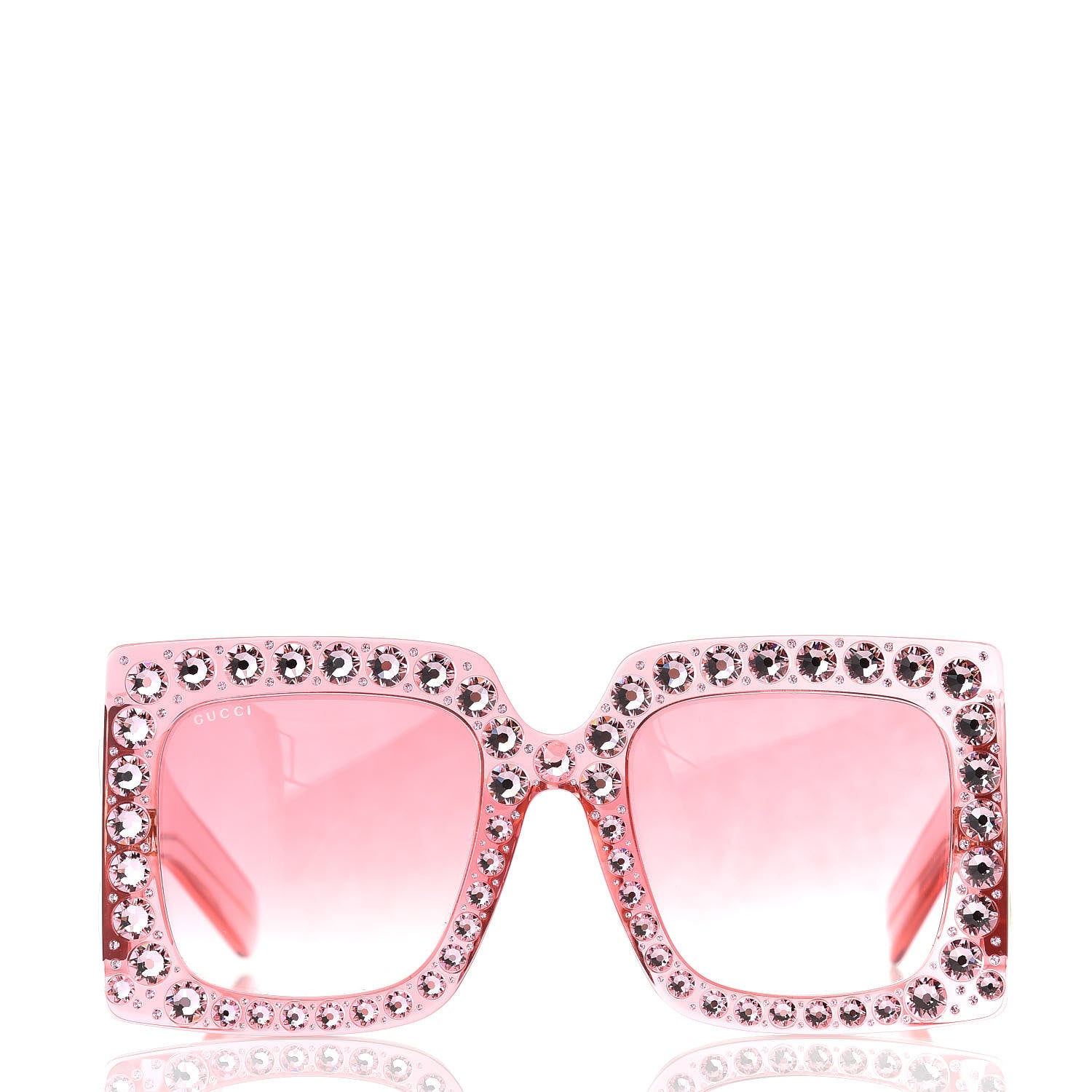 Gucci Acetate Crystal Oversize Sunglasses GG0145S Pink 2 of 7