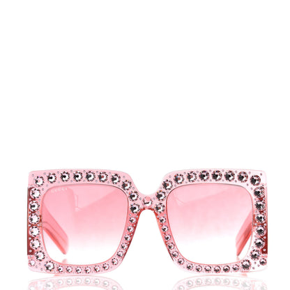 Gucci Acetate Crystal Oversize Sunglasses GG0145S Pink 2 of 7