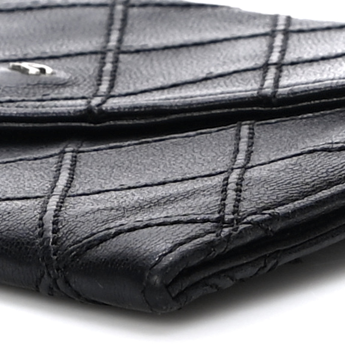 Chanel Lambskin Diamond Stitched Flap Wallet Black 10 of 13
