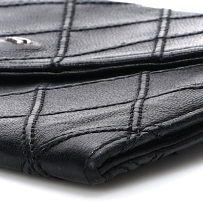 Chanel Lambskin Diamond Stitched Flap Wallet Black 10 of 13