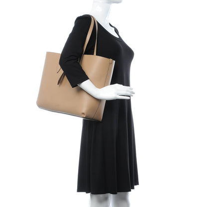 Burberry Grainy Calfskin Haymarket Check Medium Reversible Tote Camel 2 of 8