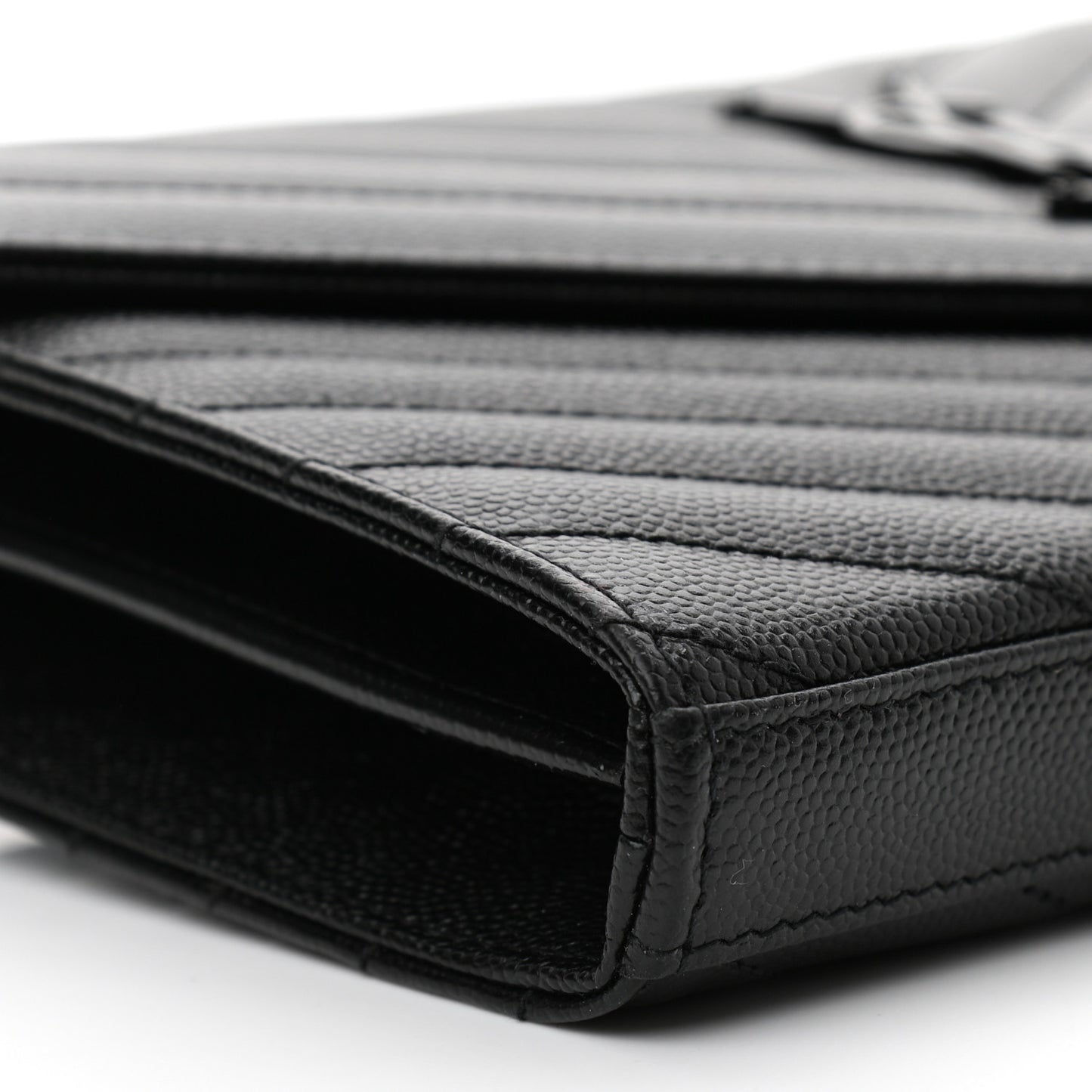 Grain De Poudre Matelasse Chevron Monogram Chain Wallet Black