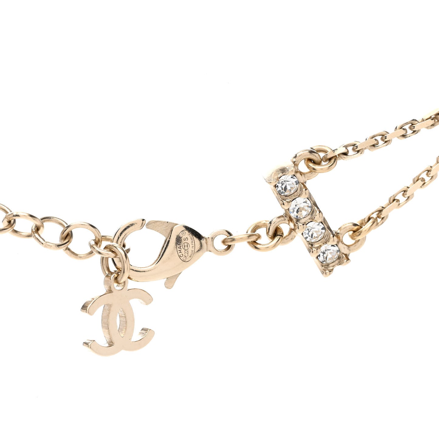 Pearl Crystal CC Star Choker Necklace Gold