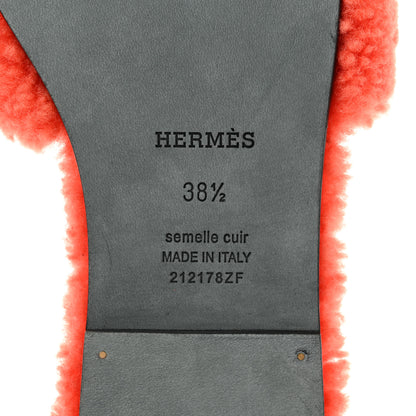 Hermes Woolskin Oran Sandals 38.5 Orange 6 of 7