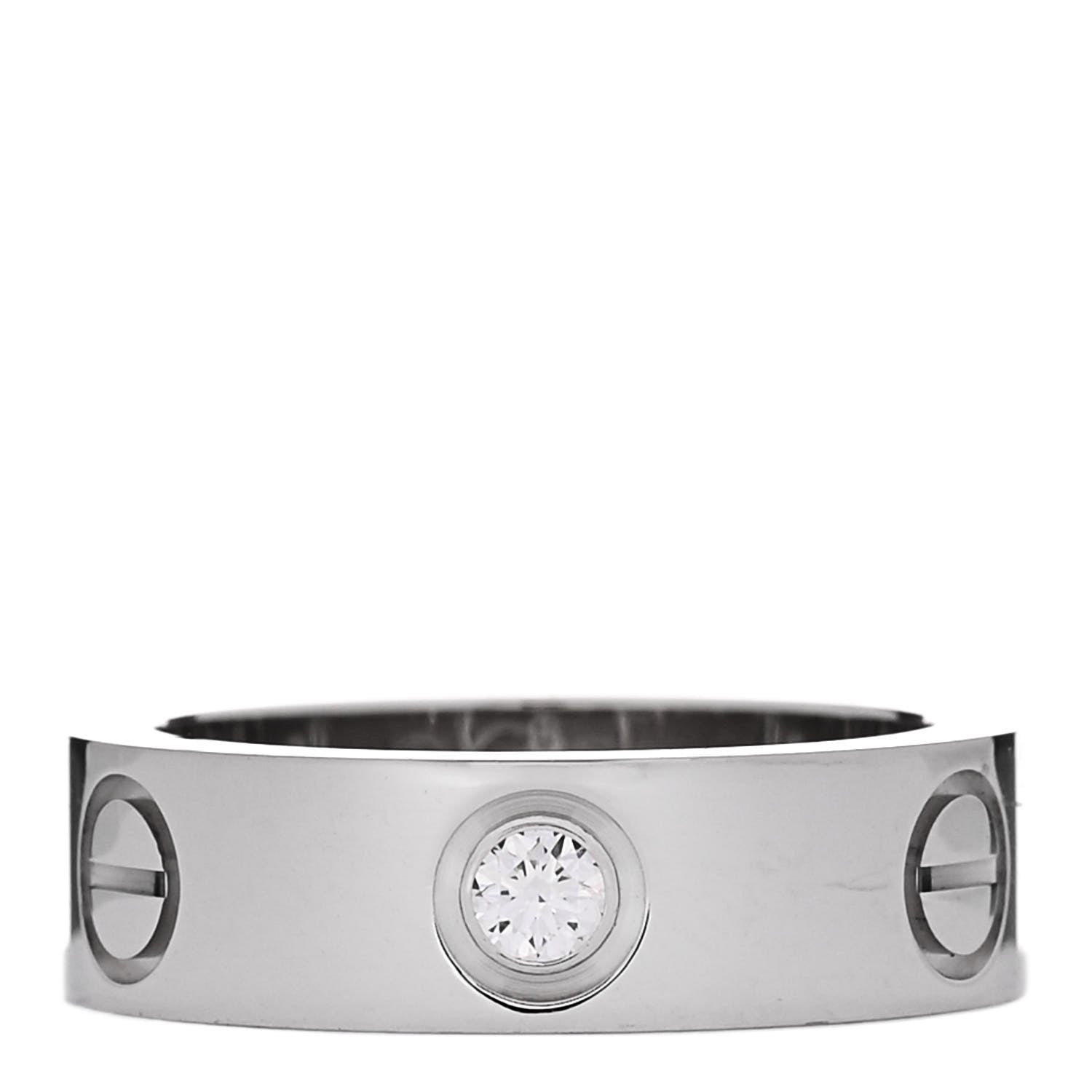 Cartier 18K White Gold 3 Diamond 5.5mm LOVE Ring 49 5 1 of 5