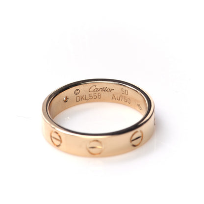 Cartier 18K Yellow Gold Diamond 4mm LOVE Wedding Band Ring 50 5.25 5 of 5