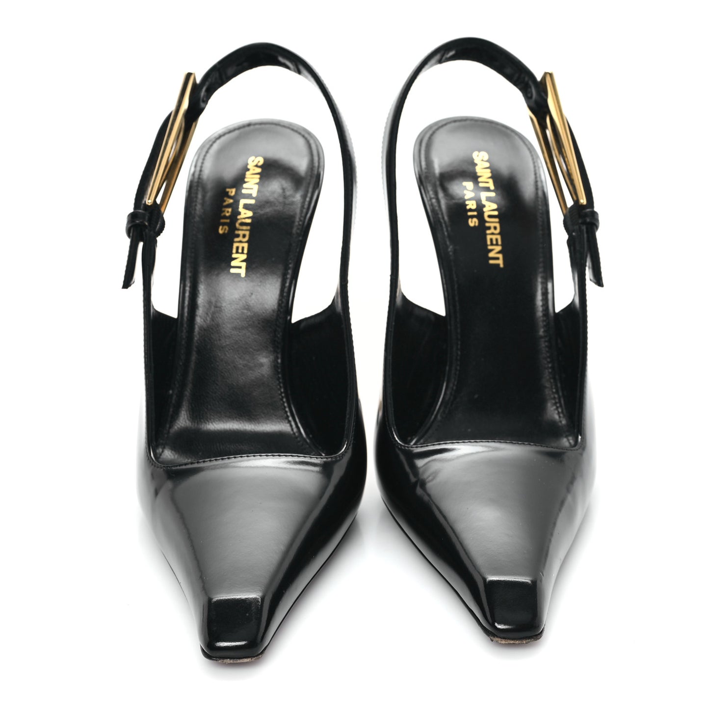 Glazed Calfskin Lee Slingback Pumps 37 Black