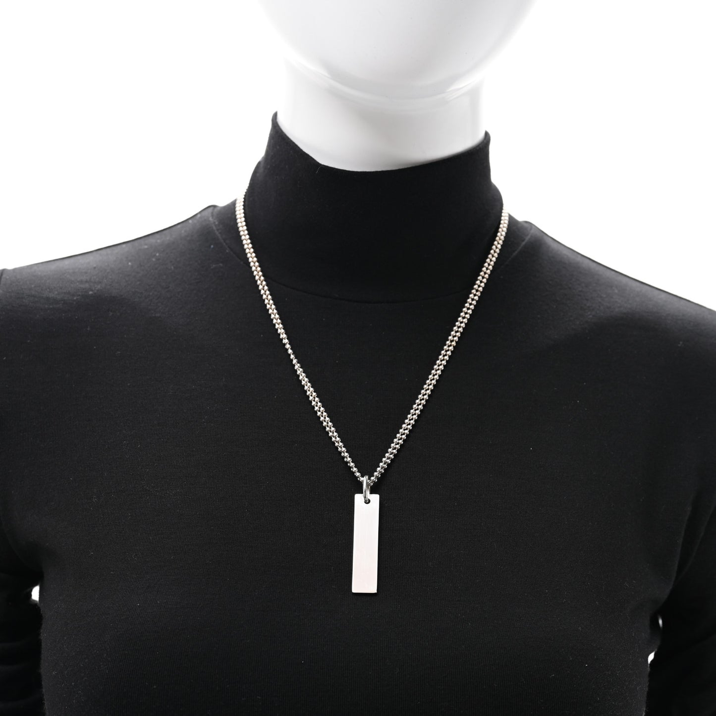 Sterling Silver  Double Bead Bar Pendant Necklace