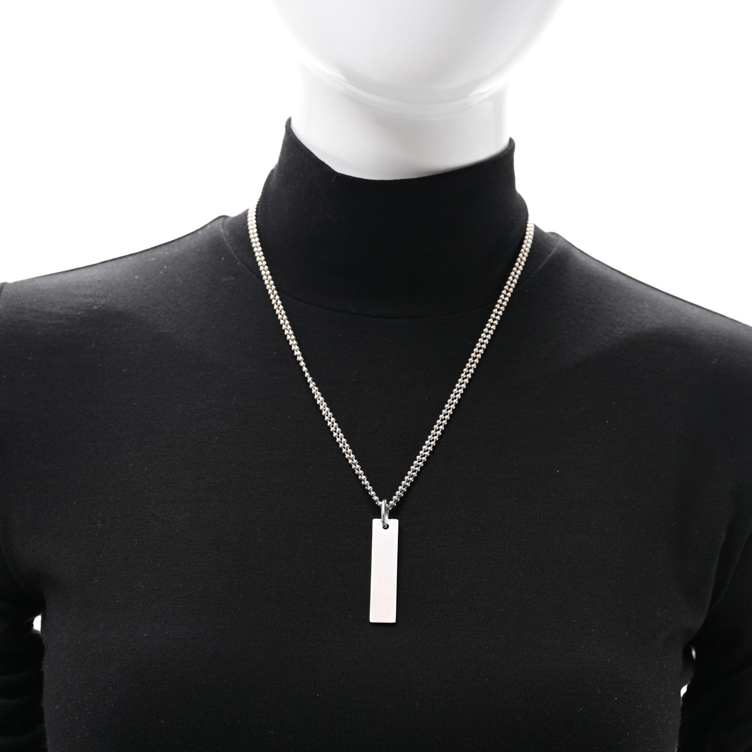 Gucci Sterling Silver  Double Bead Bar Pendant Necklace 3 of 5