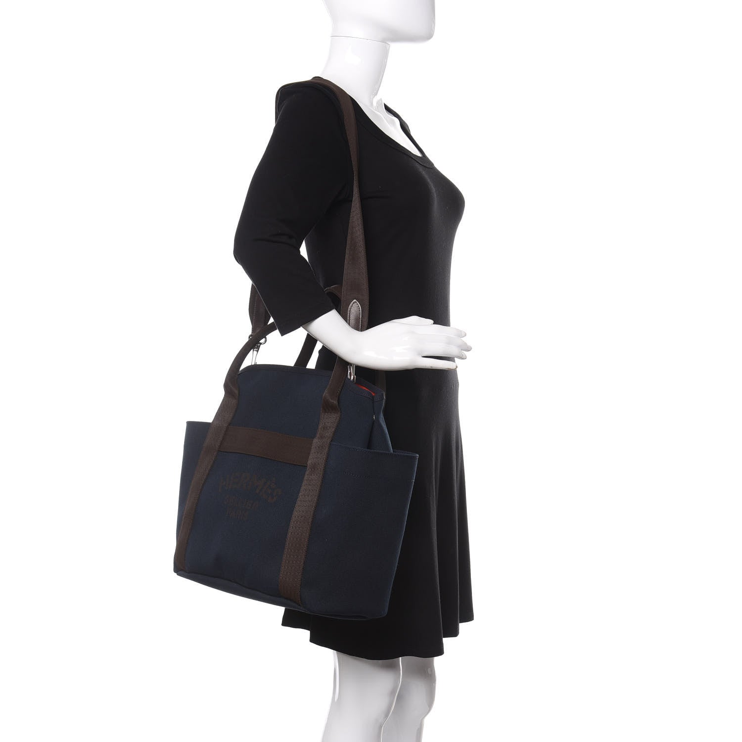 Hermes Toile Sac De Pansage Groom Bleu Navy Feu 2 of 13