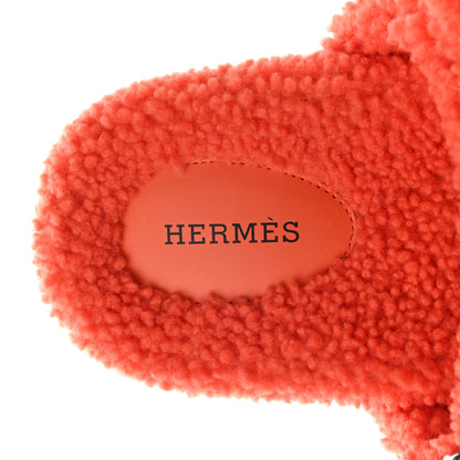 Hermes Woolskin Womens Chypre Sandals 38.5 Orange 7 of 8