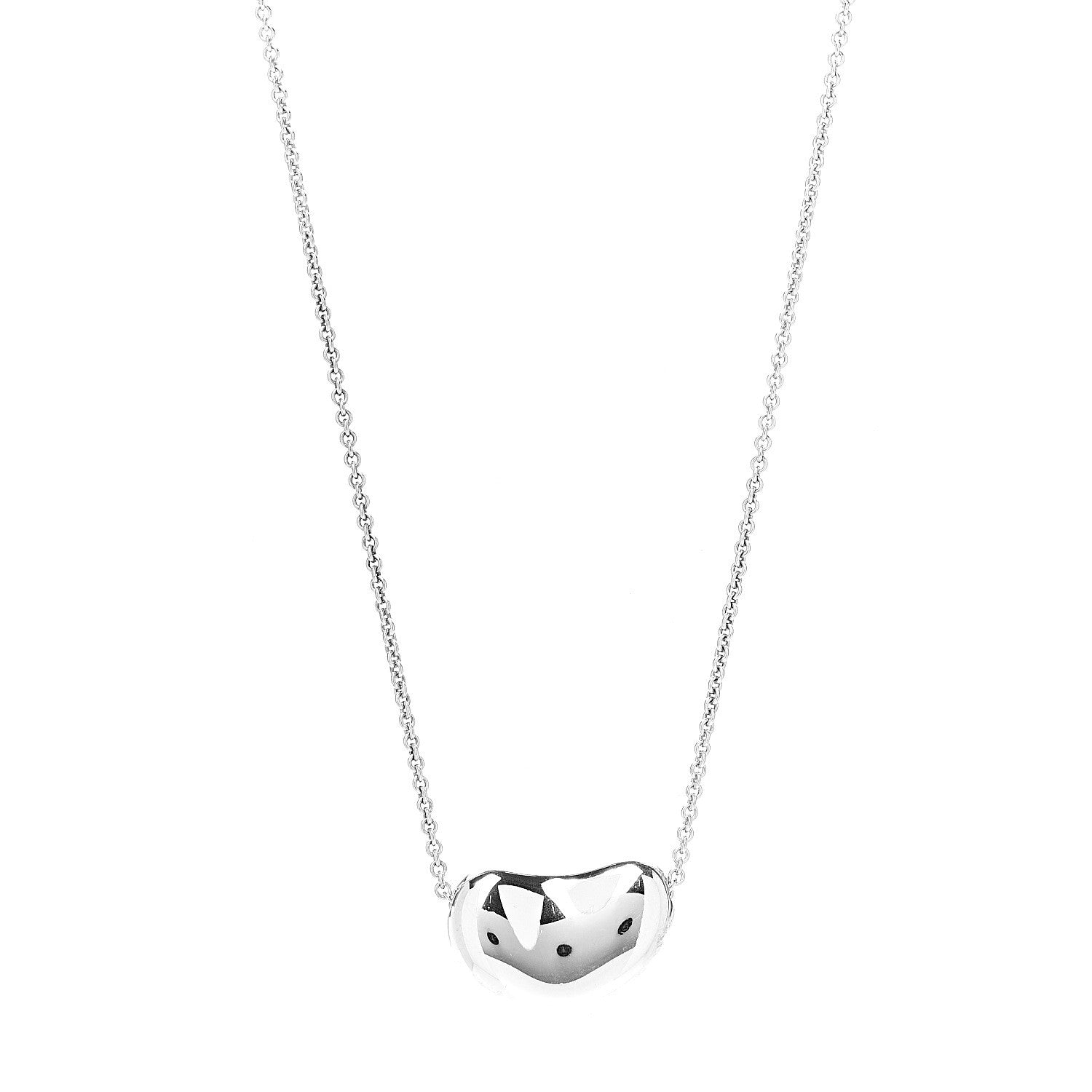 Tiffany Sterling Silver 20mm Elsa Peretti Bean Pendant Necklace 1 of 6