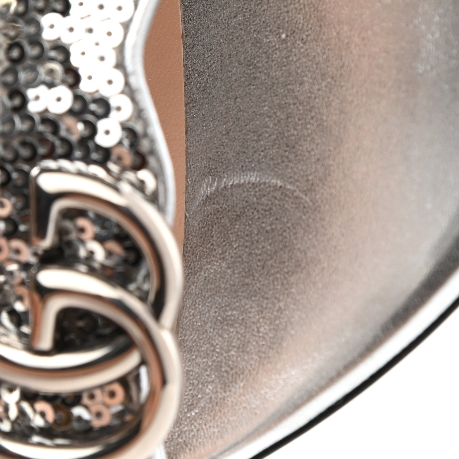 Gucci Sequin Satin Nappa GG Marmont Ankle Wrap 105mm Sandals 38 Silver Grigio Argento 8 of 9