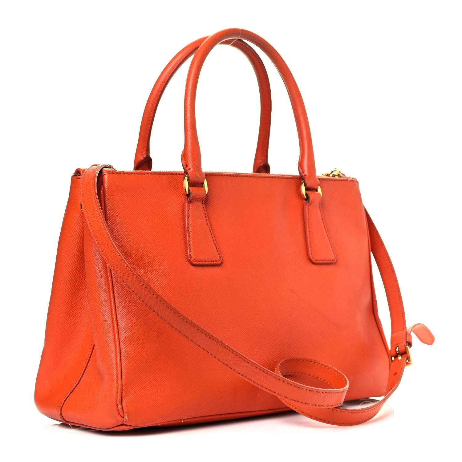 Prada Saffiano Lux Medium Double Zip Tote Papaya 2 of 16