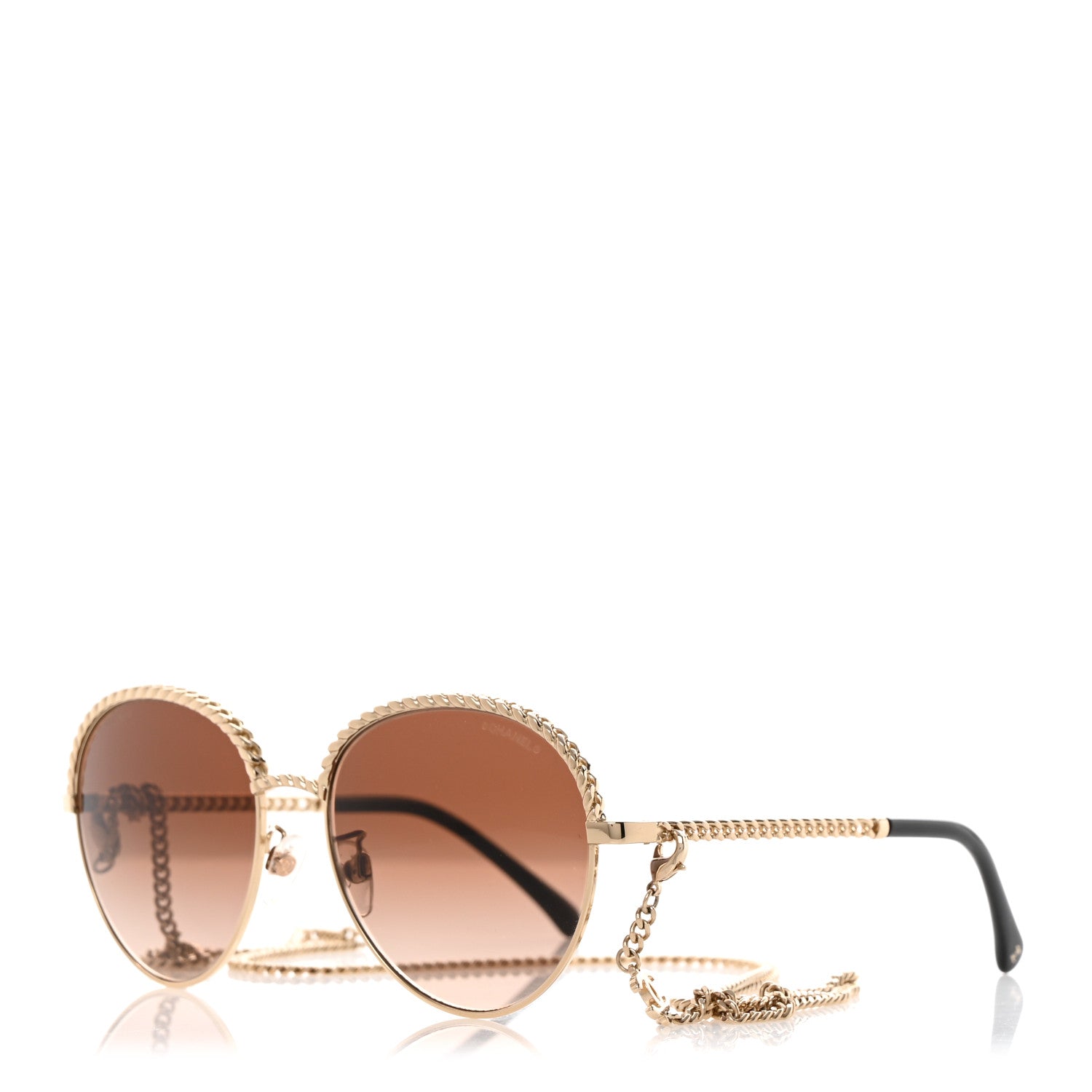 Chanel Metal Chain Pantos Sunglasses 4242 Gold Brown 1 of 8