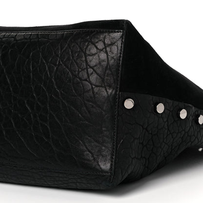 Jimmy Choo Suede Grained Calfskin Twist East West Tote Steel Black 7 of 9