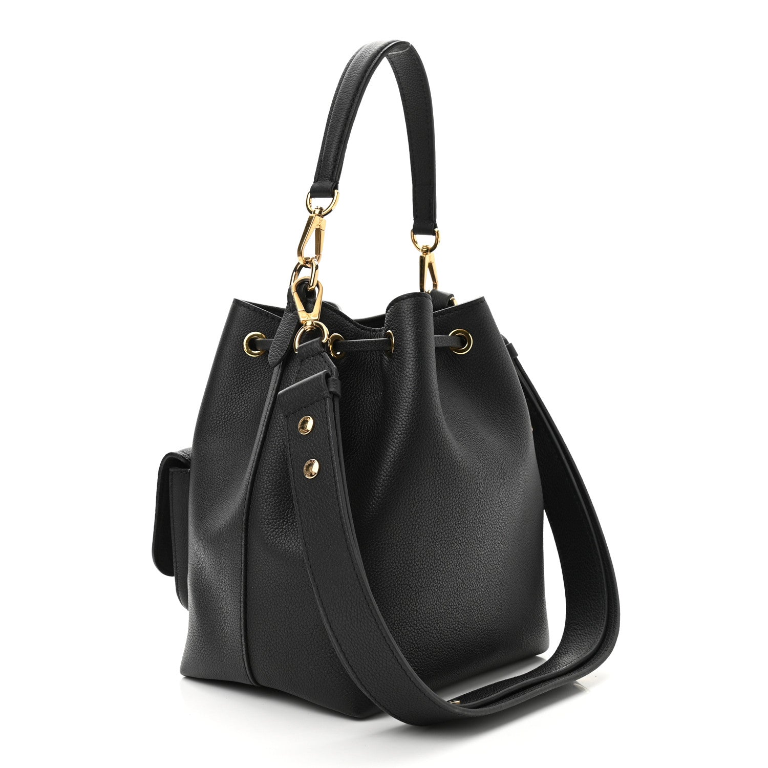 Louis Vuitton Calfskin Lockme Bucket MM Black 3 of 11