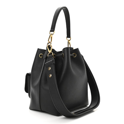 Louis Vuitton Calfskin Lockme Bucket MM Black 3 of 11