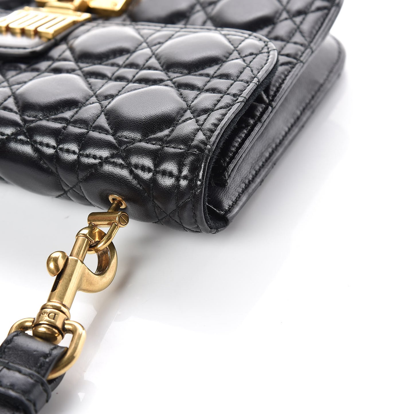 Lambskin Cannage Large Dioraddict Flap Bohemian Strap Black