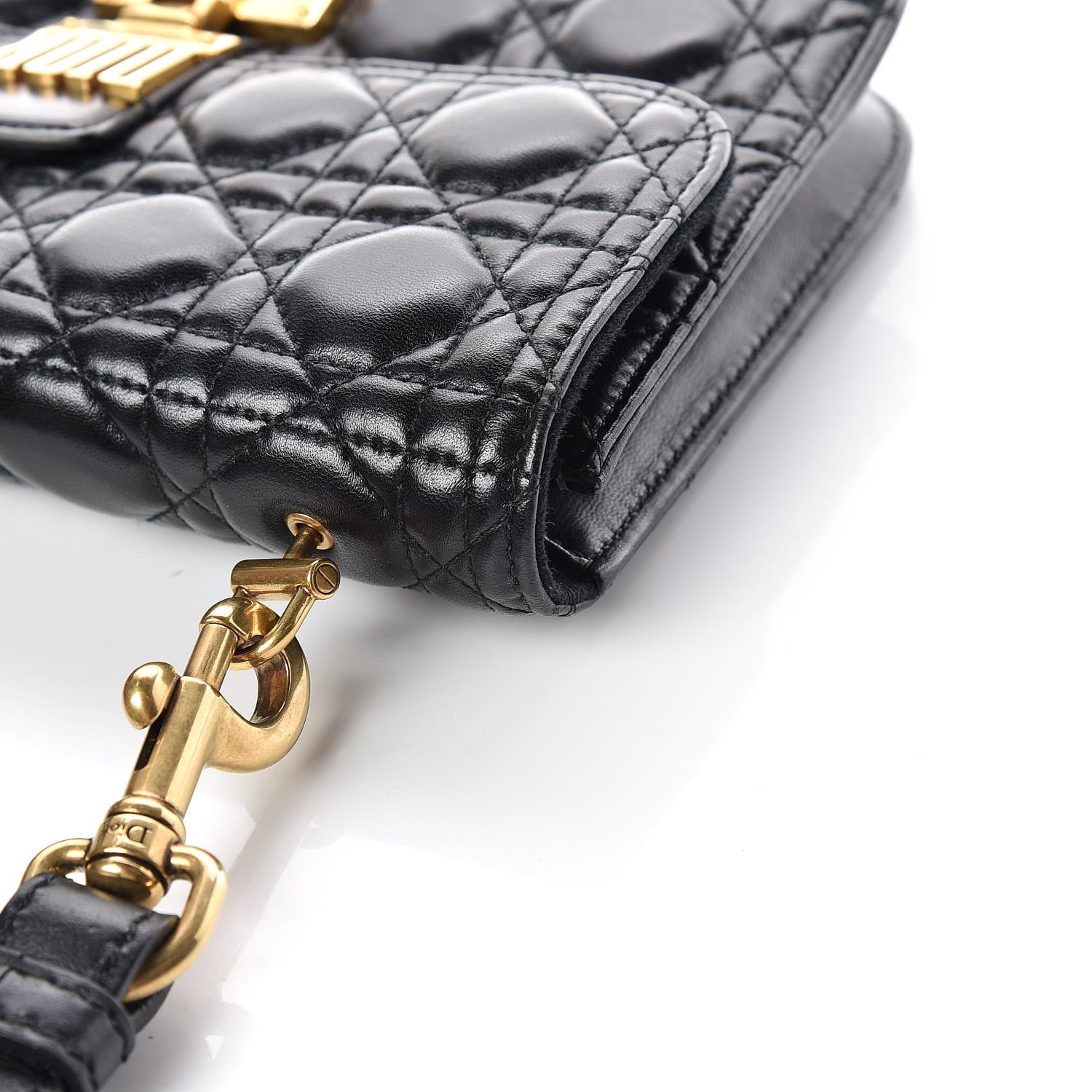 Christian Dior Lambskin Cannage Large Dioraddict Flap Bohemian Strap Black 8 of 11