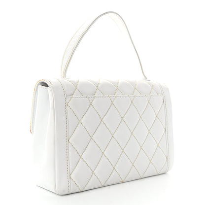 Chanel Calfskin Quilted Wild Stitch Large Flap White 3 of 10