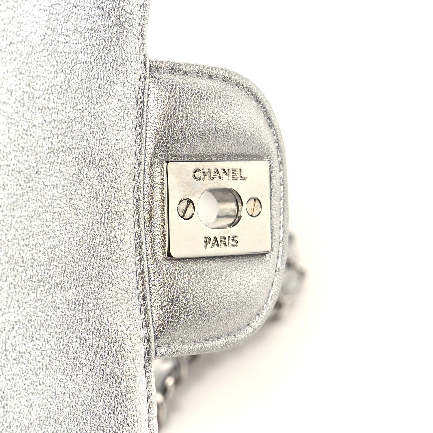 Chanel Metallic Lambskin Quilted Mini Square Flap Silver 7 of 11