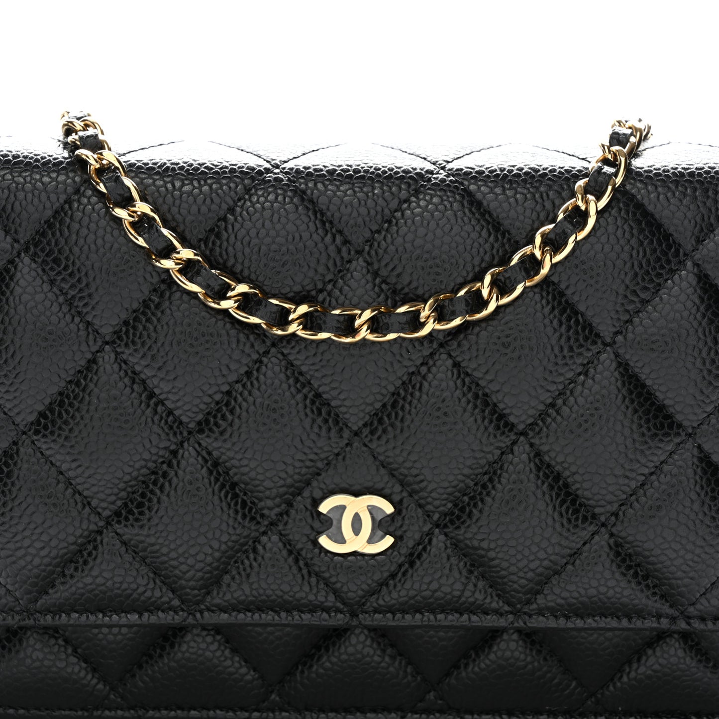Caviar Quilted Wallet On Chain WOC Black
