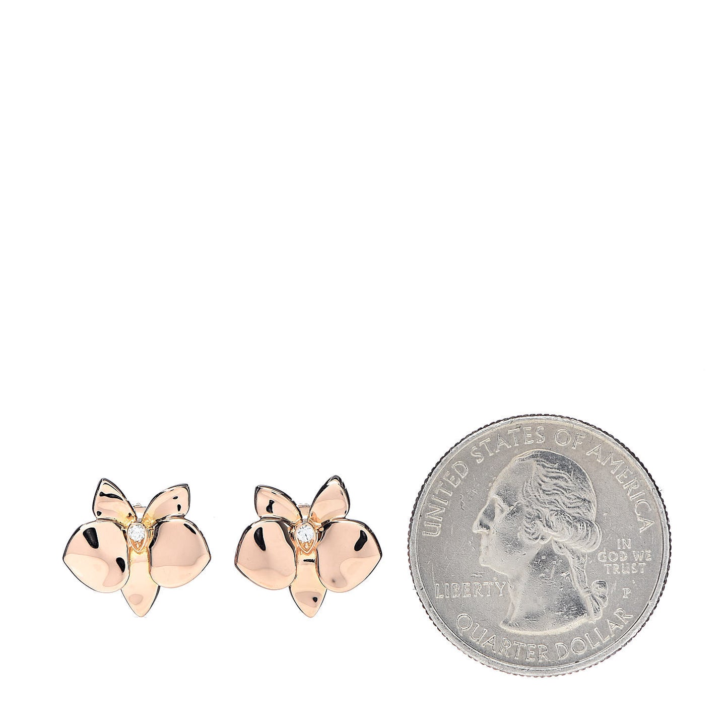 18K Pink Gold Diamond Caresse D'Orchidees Par Earrings