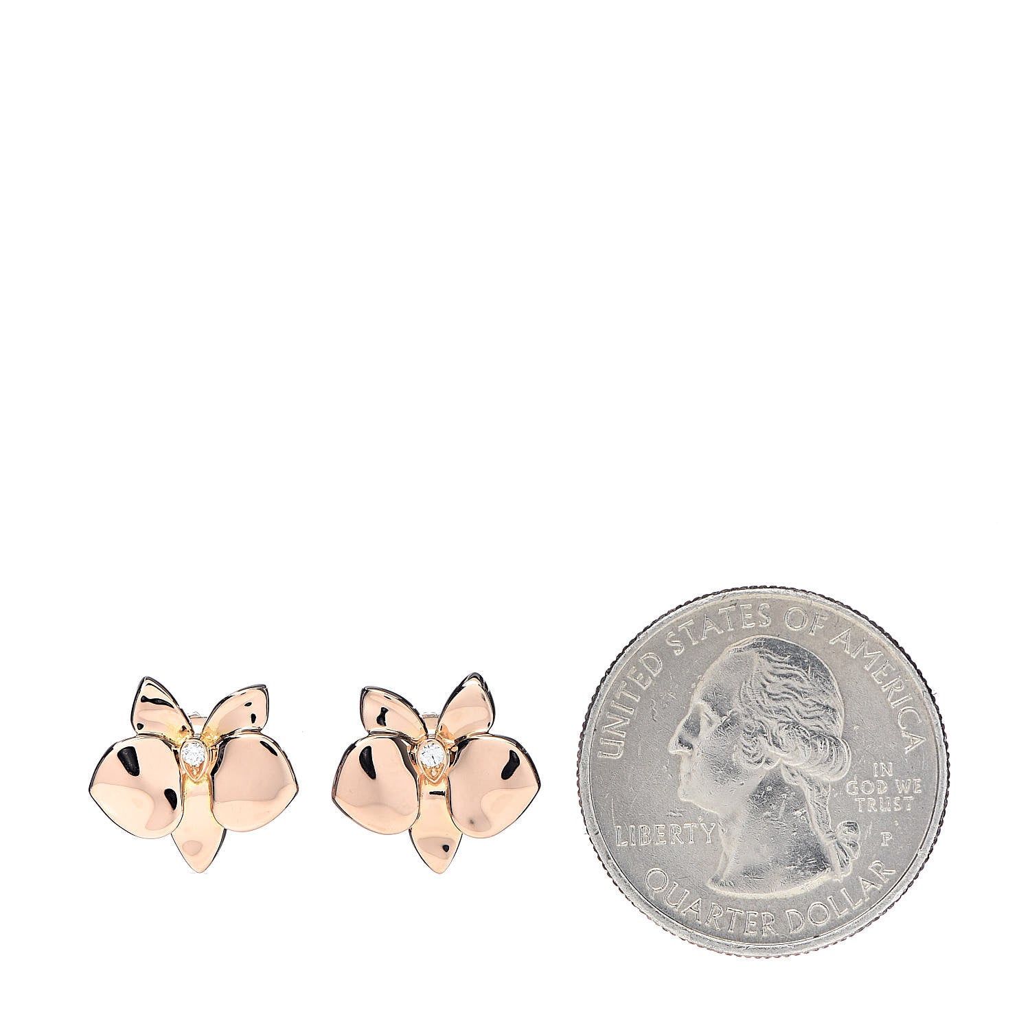 Cartier 18K Pink Gold Diamond Caresse D'Orchidees Par Earrings 2 of 6