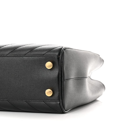 Saint Laurent Grain De Poudre Matelasse Chevron Monogram Shopping Bag Black 5 of 11