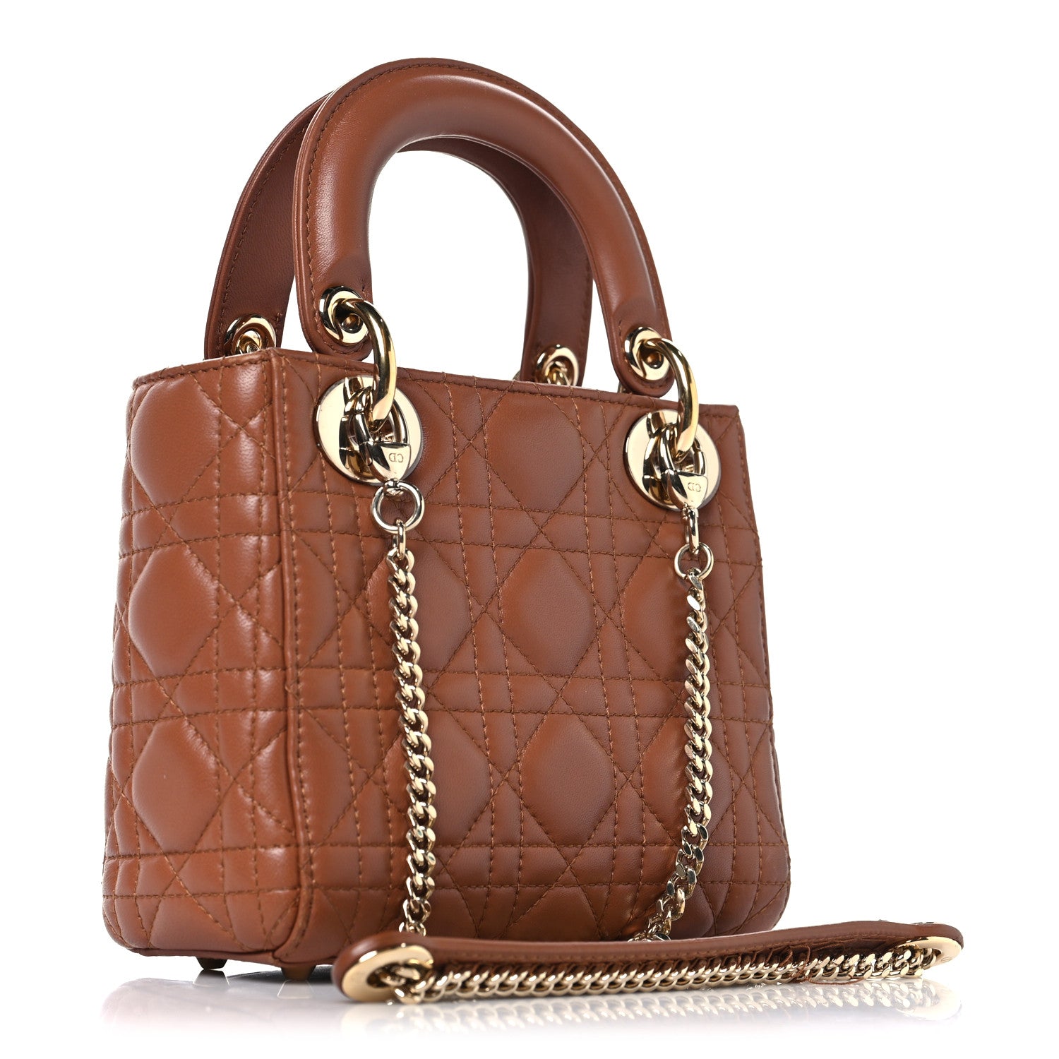 Christian Dior Lambskin Cannage Mini Lady Dior Tan 3 of 11