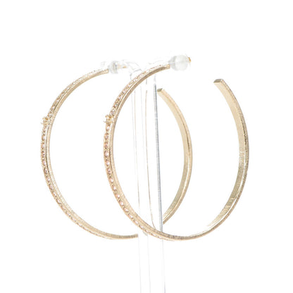 Chanel Crystal CC Hoop Earrings Pale Pink Gold 2 of 6