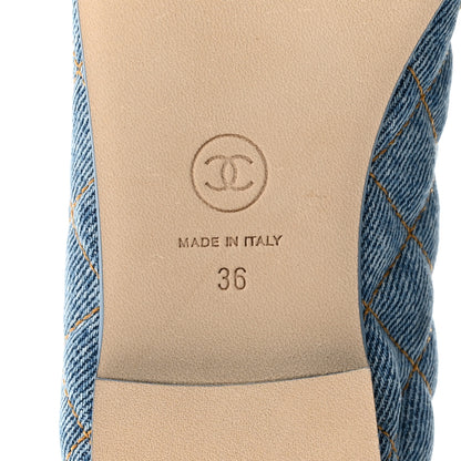 Chanel Denim Quilted CC Cap Toe Ballerina Flats 36 Light Blue 8 of 10