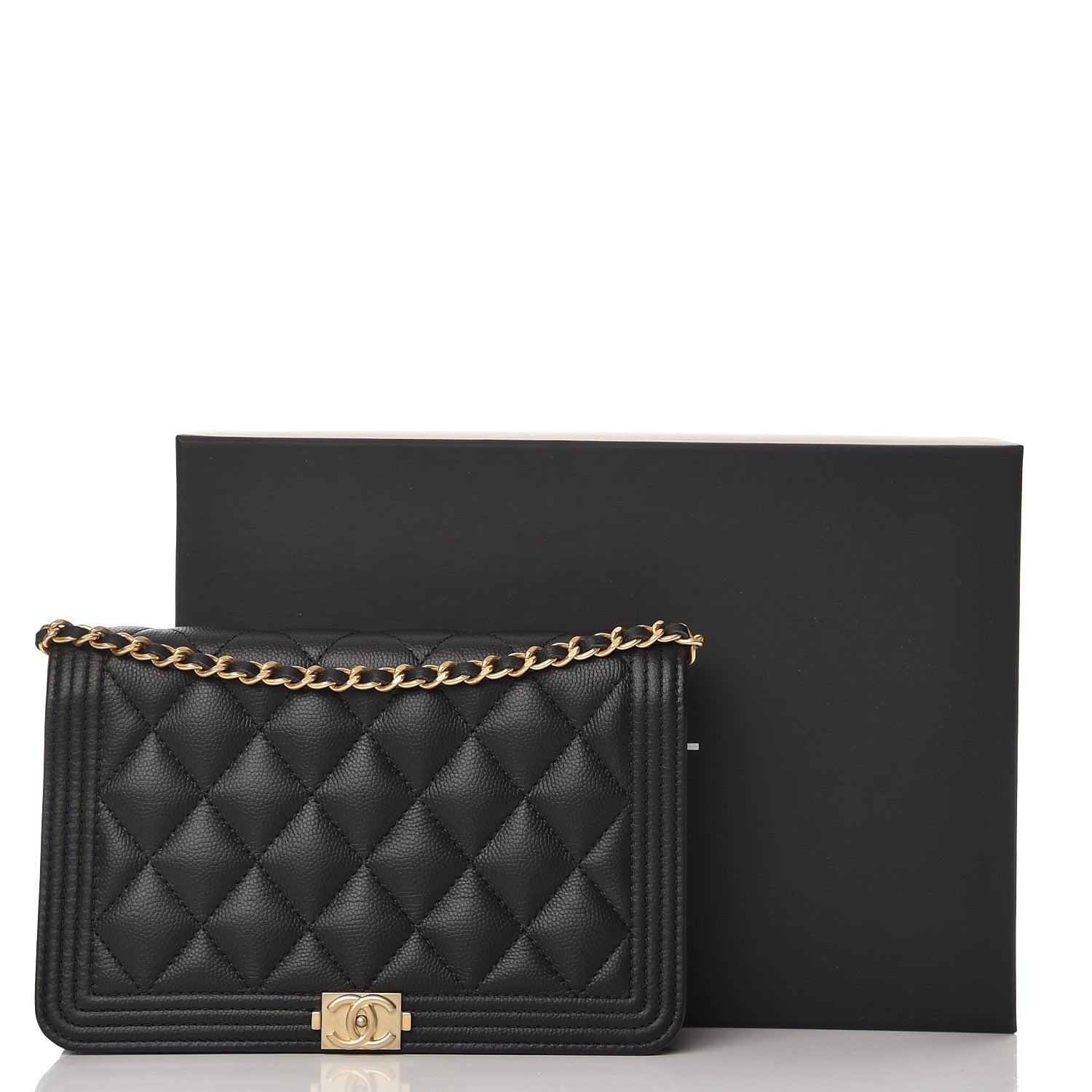 Chanel Caviar Quilted Boy Wallet On Chain WOC Black 8 of 8
