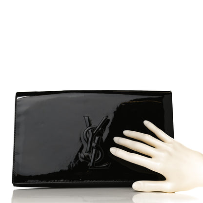 Saint Laurent Patent Monogram Large Belle De Jour Clutch Black 2 of 10