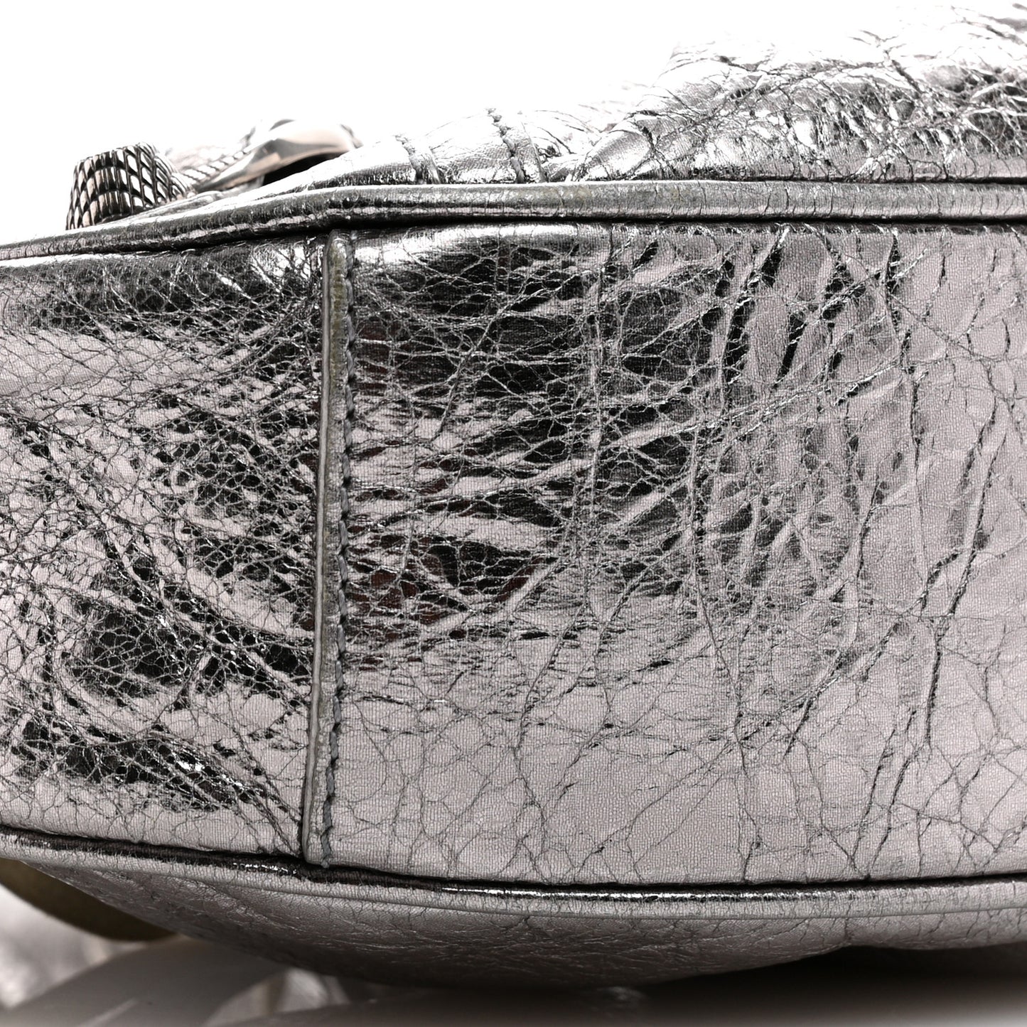 Metallic Agneau Arena Le Cagole Shoulder Bag XS Silver