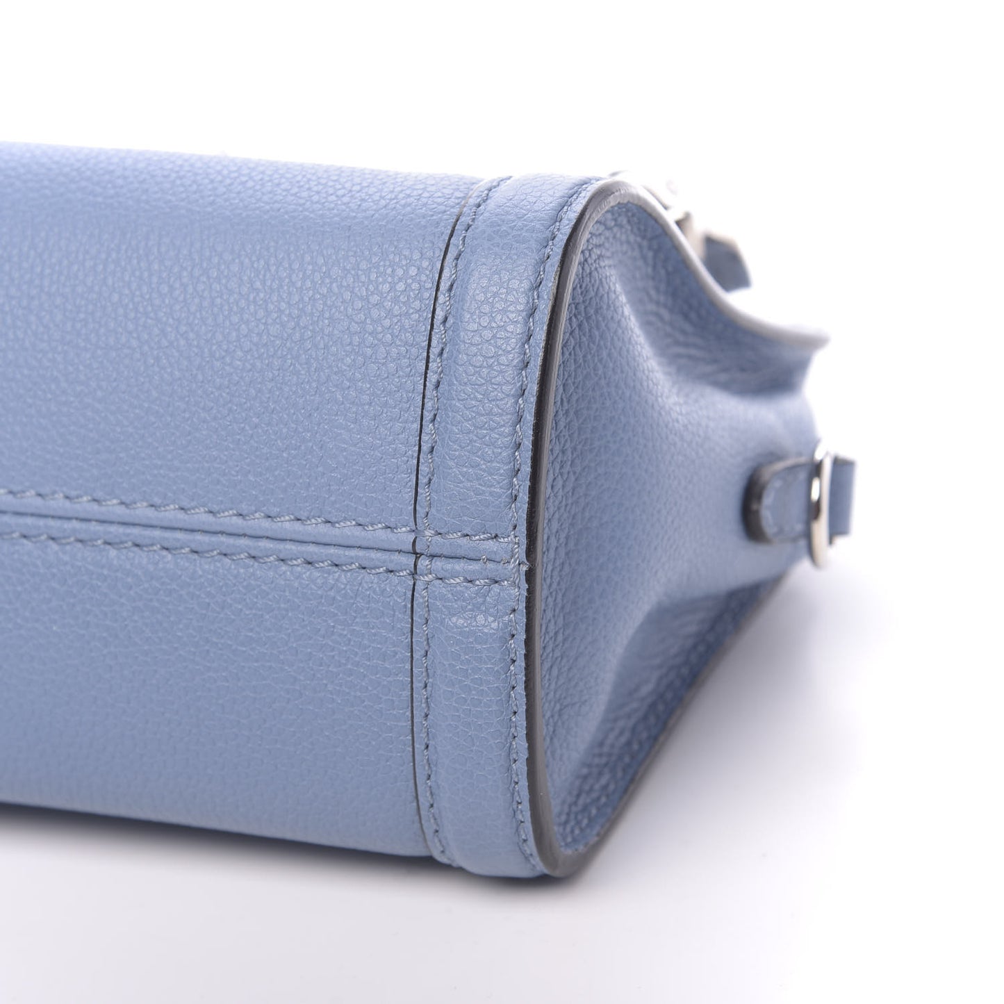 Pebbled Calfskin Mini Padlock Tote Light Blue