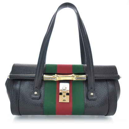 Gucci Calfskin Web Bamboo Bullet Satchel 1 of 9