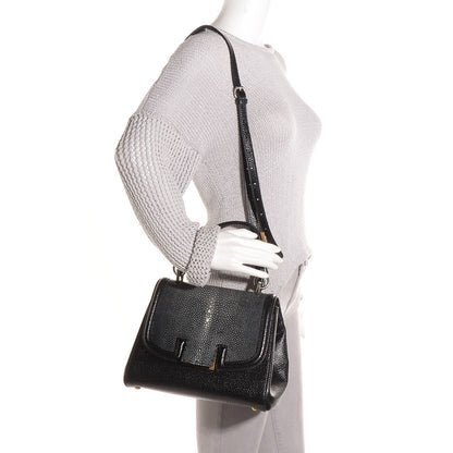 Fendi Glossy Buffalo Stingray Silvana Bag Black 5 of 12
