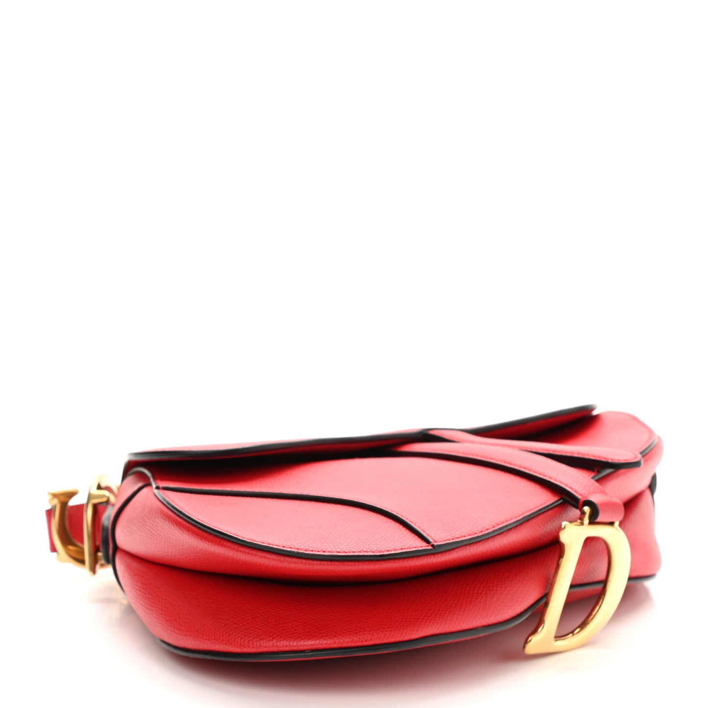 Grained Calfskin Saddle Bag Red