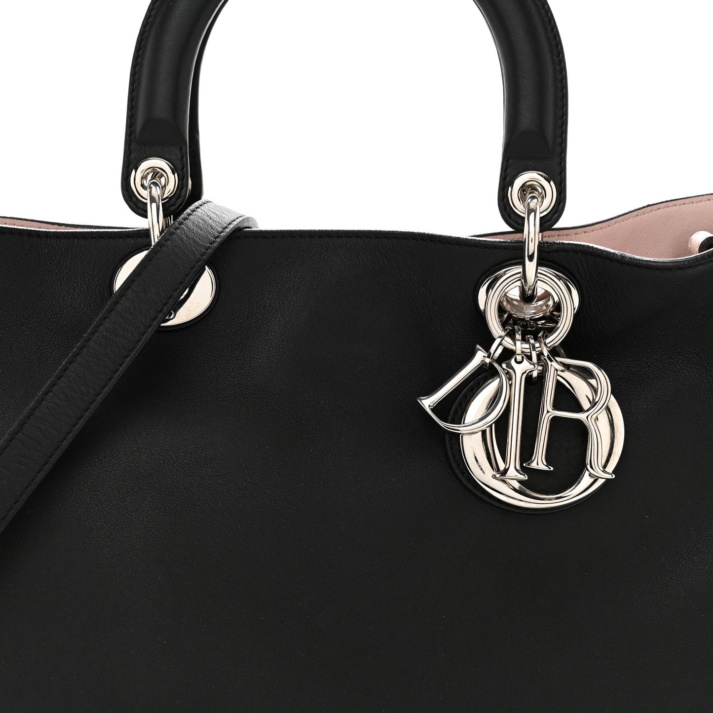 Smooth Calfskin Large Diorissimo Tote Black Rose Poudre