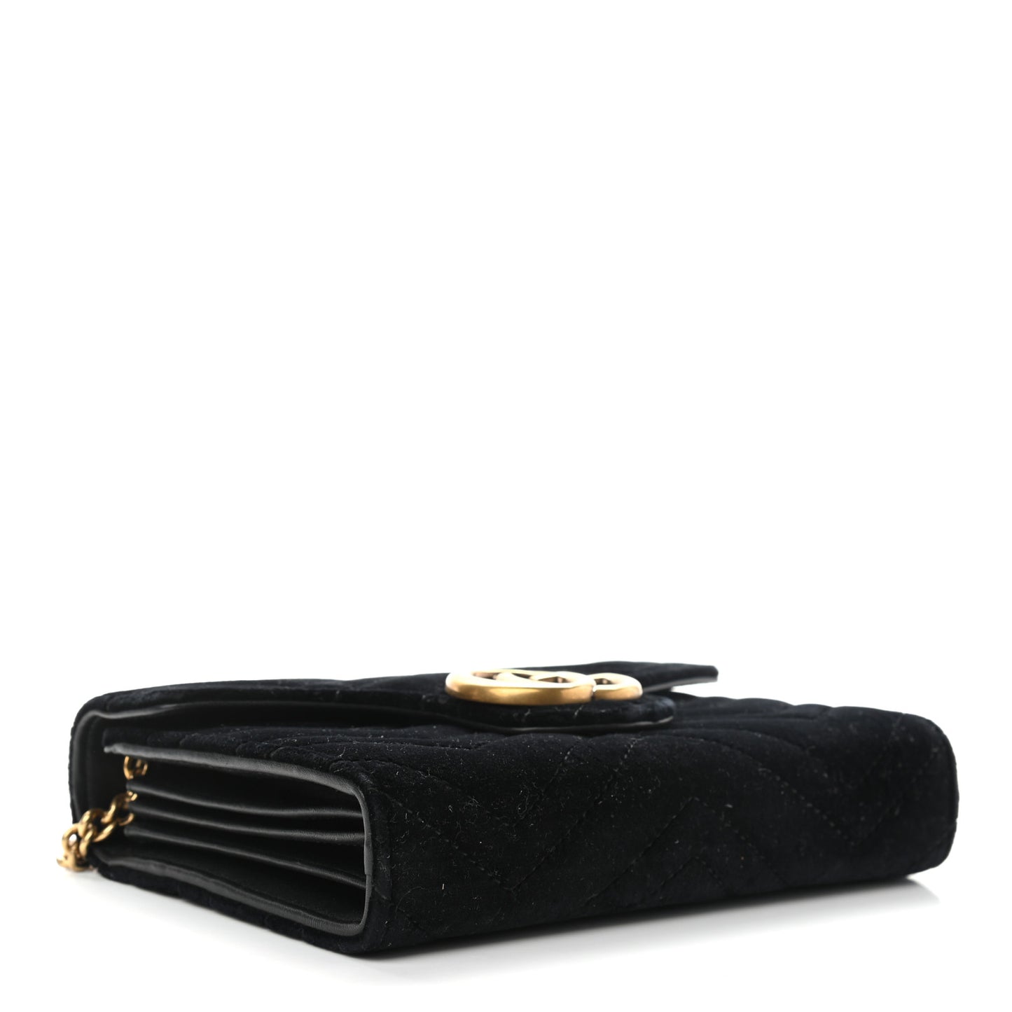 Velvet Matelasse GG Marmont Chain Wallet Black