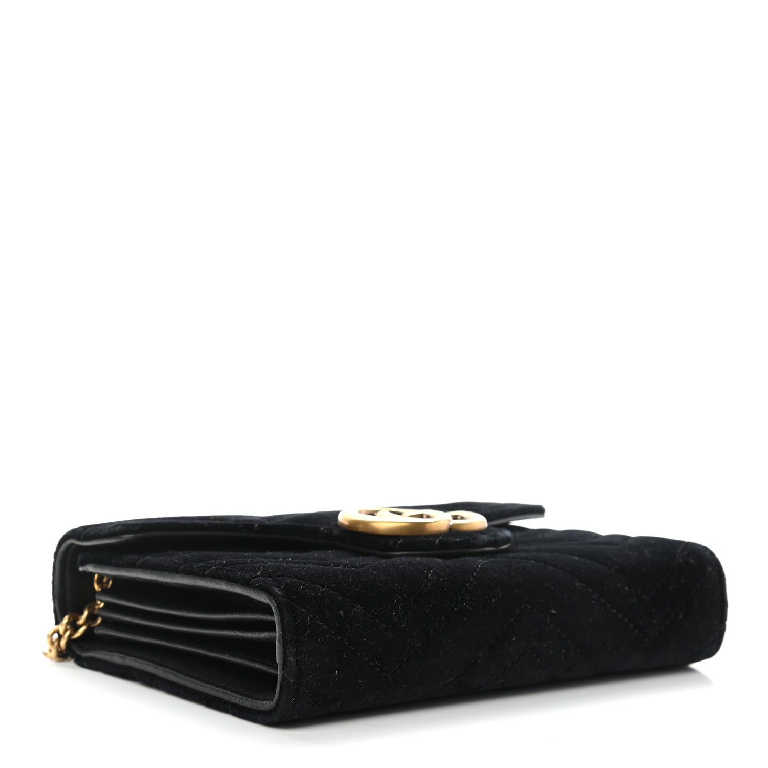 Gucci Velvet Matelasse GG Marmont Chain Wallet Black 4 of 14